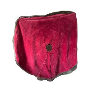 Pottery Barn Classic Velvet Christmas Tree Skirt 60" Red Quilted with Green Trim